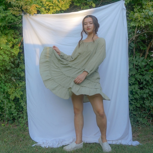 Dresses & Skirts - *SALE* (406) Boho Pastel Green Tiered Dress